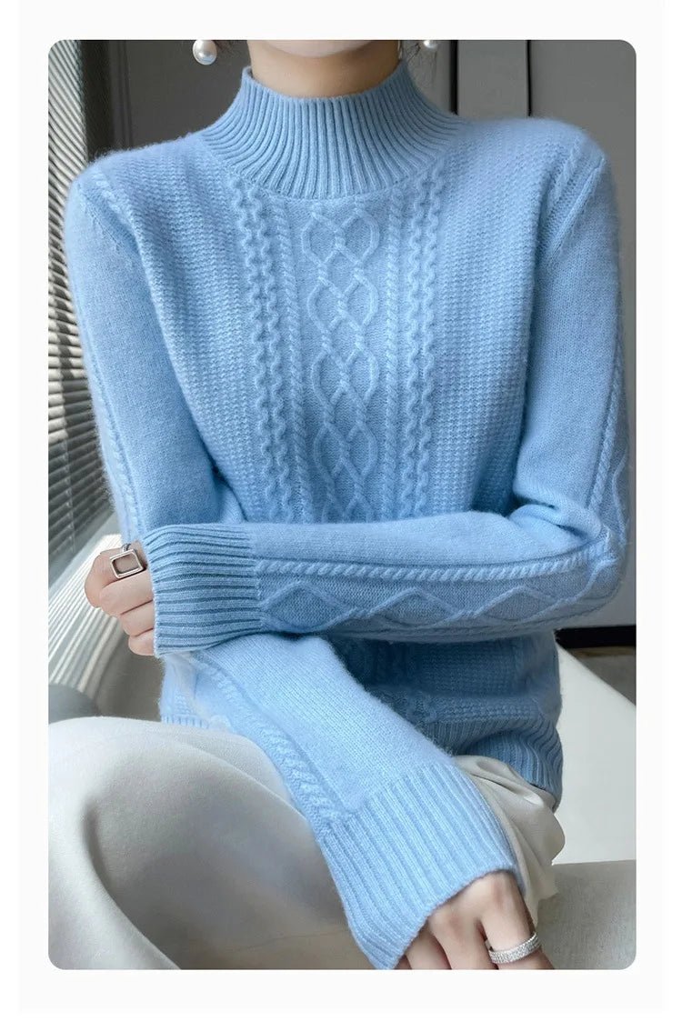 2025 New Thickened Sweater for Women in Autumn Winter Round Neck Base Knitted Sweater Warm Fashion Top - PratSN
