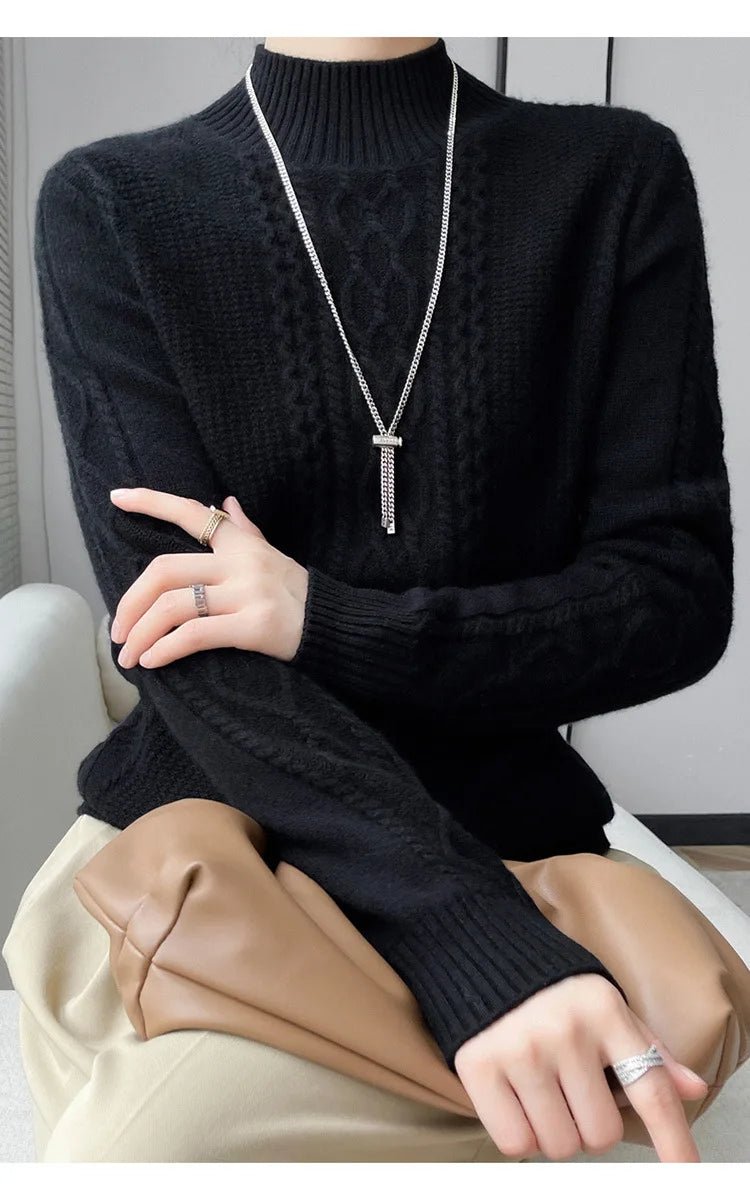 2025 New Thickened Sweater for Women in Autumn Winter Round Neck Base Knitted Sweater Warm Fashion Top - PratSN