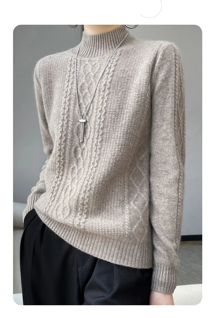 2025 New Thickened Sweater for Women in Autumn Winter Round Neck Base Knitted Sweater Warm Fashion Top - PratSN
