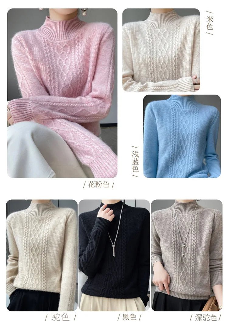 2025 New Thickened Sweater for Women in Autumn Winter Round Neck Base Knitted Sweater Warm Fashion Top - PratSN