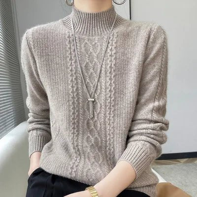 2025 New Thickened Sweater for Women in Autumn Winter Round Neck Base Knitted Sweater Warm Fashion Top - PratSN
