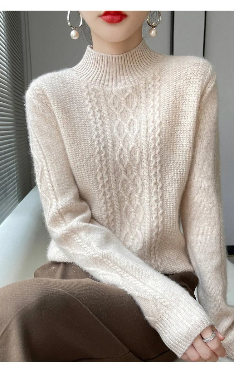2025 New Thickened Sweater for Women in Autumn Winter Round Neck Base Knitted Sweater Warm Fashion Top - PratSN