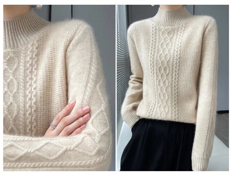2025 New Thickened Sweater for Women in Autumn Winter Round Neck Base Knitted Sweater Warm Fashion Top - PratSN
