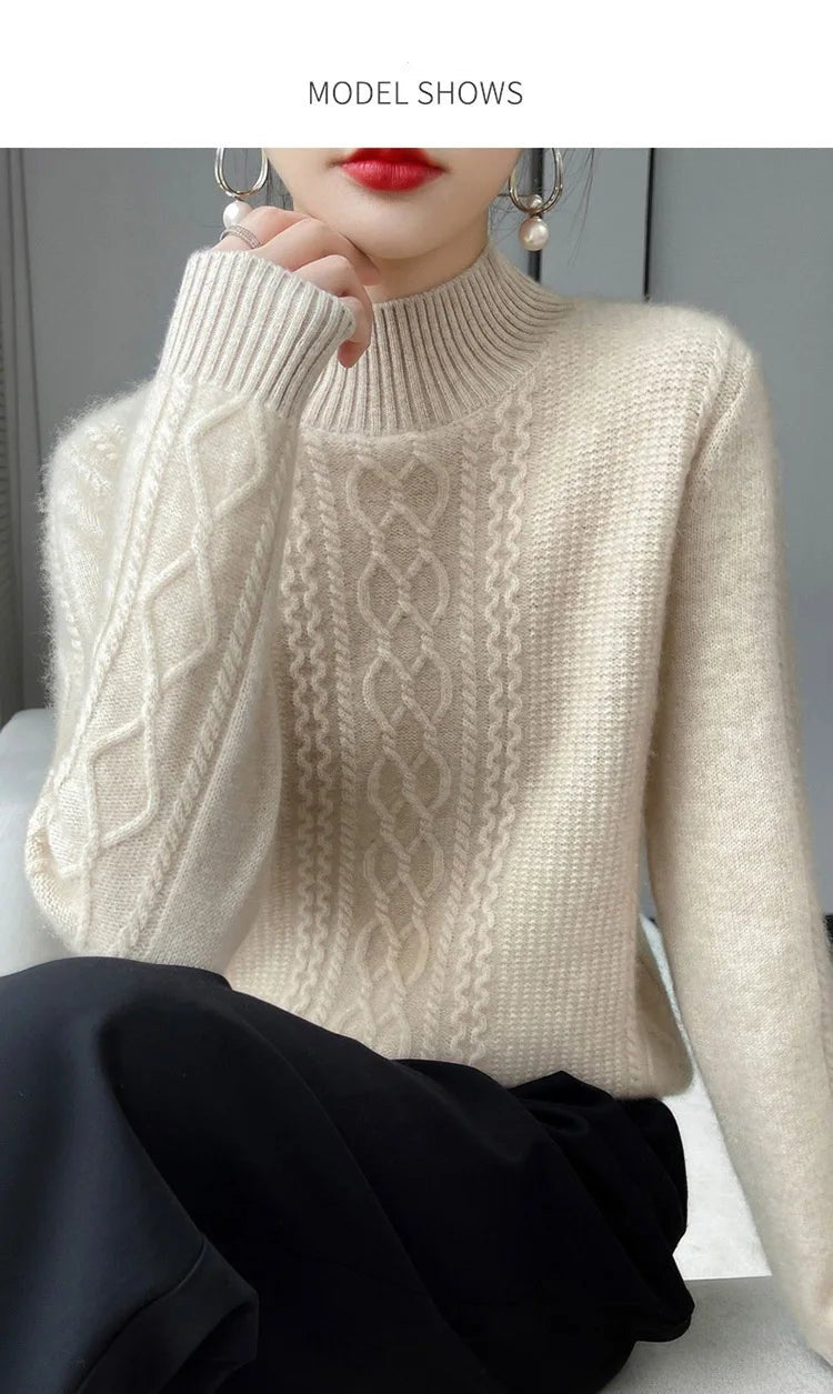 2025 New Thickened Sweater for Women in Autumn Winter Round Neck Base Knitted Sweater Warm Fashion Top - PratSN