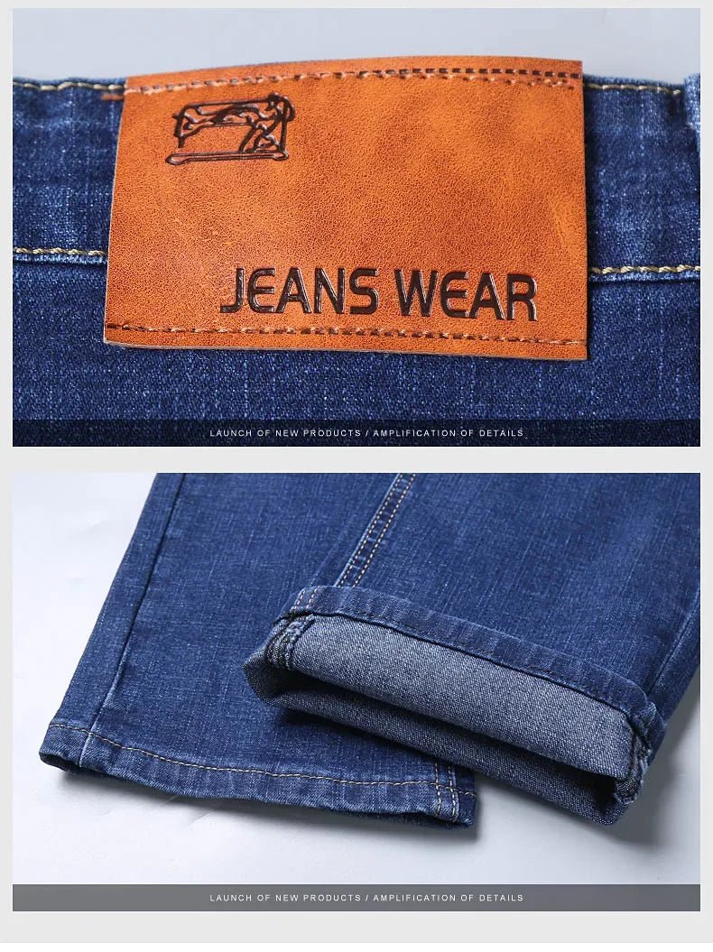2025 Spring Autumn New Men's Jeans Casual Straight Stretch Fashion Classic Blue Black Work Denim Trousers Male Brand Clothing - PratSN