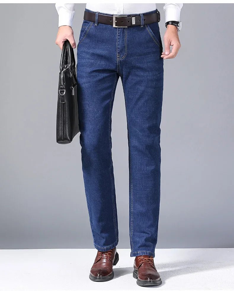 2025 Spring Autumn New Men's Jeans Casual Straight Stretch Fashion Classic Blue Black Work Denim Trousers Male Brand Clothing - PratSN
