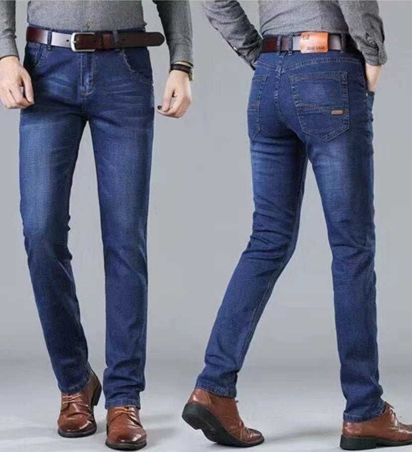 2025 Spring Autumn New Men's Jeans Casual Straight Stretch Fashion Classic Blue Black Work Denim Trousers Male Brand Clothing - PratSN