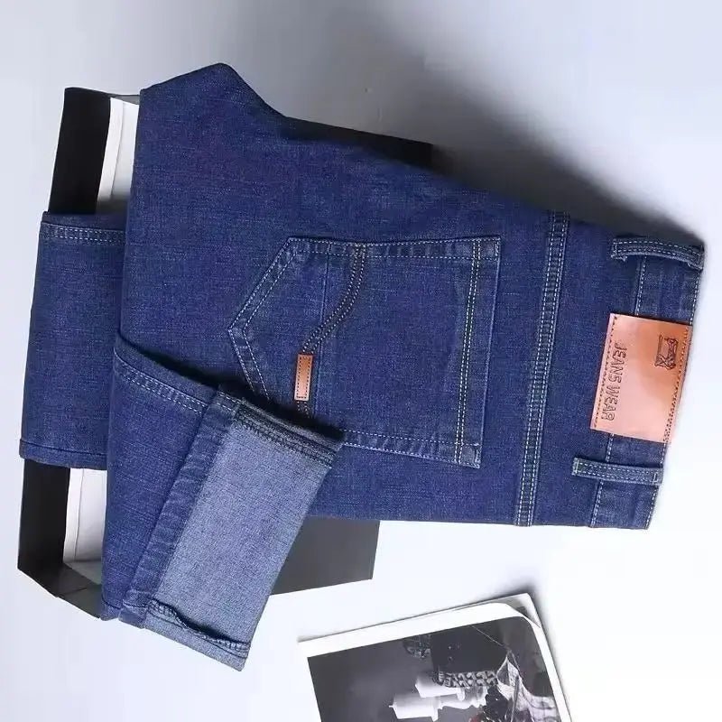 2025 Spring Autumn New Men's Jeans Casual Straight Stretch Fashion Classic Blue Black Work Denim Trousers Male Brand Clothing - PratSN