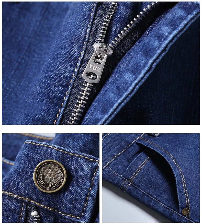2025 Spring Autumn New Men's Jeans Casual Straight Stretch Fashion Classic Blue Black Work Denim Trousers Male Brand Clothing - PratSN