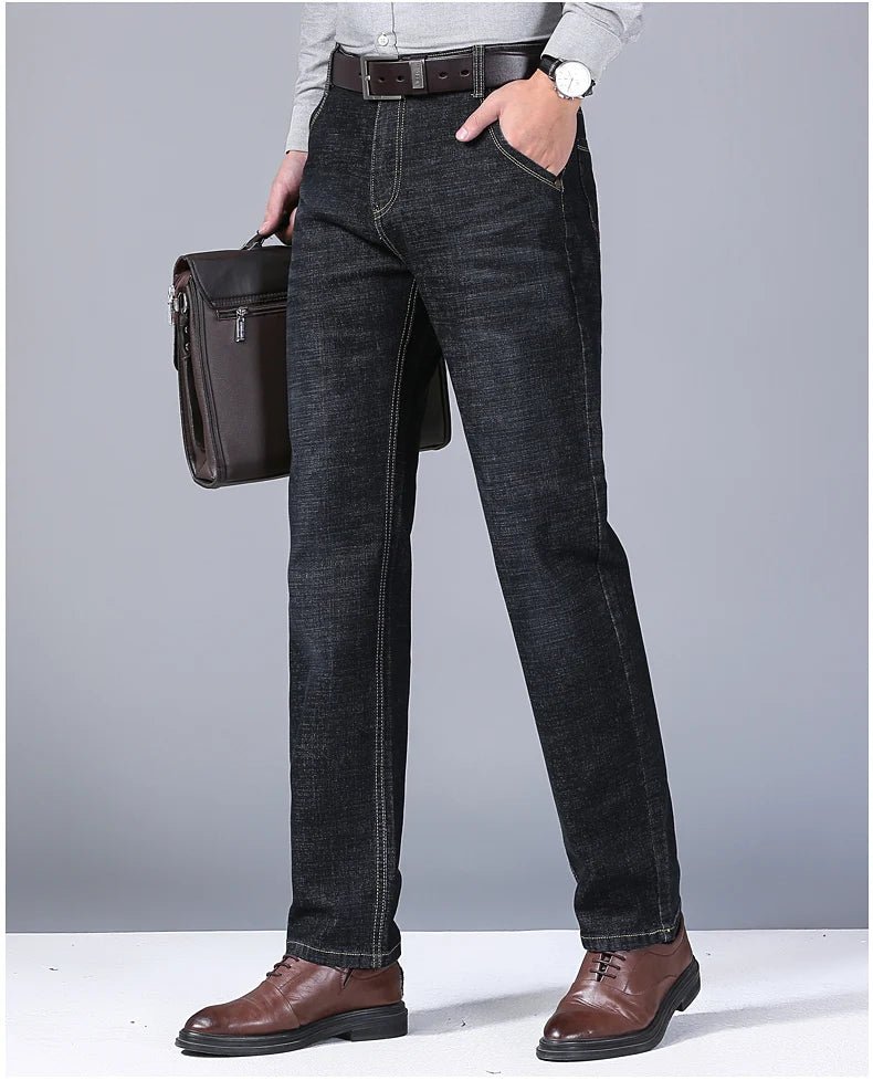 2025 Spring Autumn New Men's Jeans Casual Straight Stretch Fashion Classic Blue Black Work Denim Trousers Male Brand Clothing - PratSN