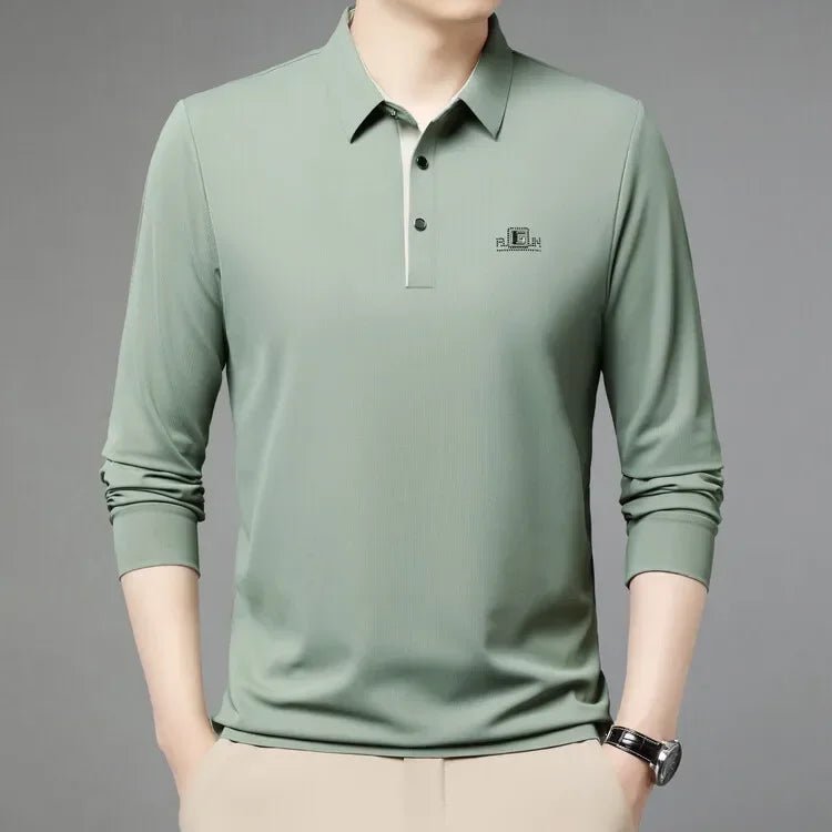 2025 Two Fake Collar Mens Daily Casual Tee Long Sleeve Sweatershirt Pullover Tops Lapel Polo Tee - PratSN