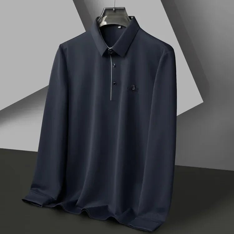 2025 Two Fake Collar Mens Daily Casual Tee Long Sleeve Sweatershirt Pullover Tops Lapel Polo Tee - PratSN