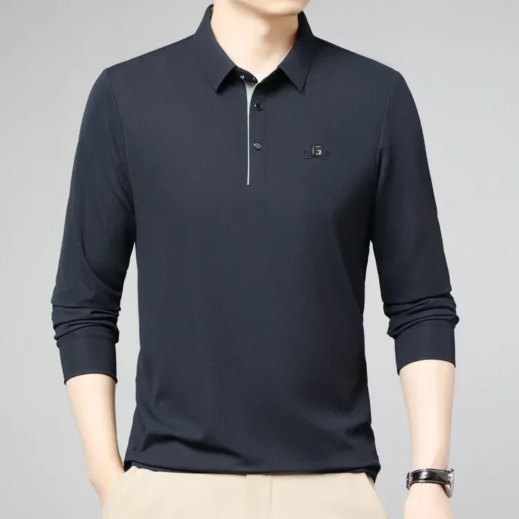 2025 Two Fake Collar Mens Daily Casual Tee Long Sleeve Sweatershirt Pullover Tops Lapel Polo Tee - PratSN