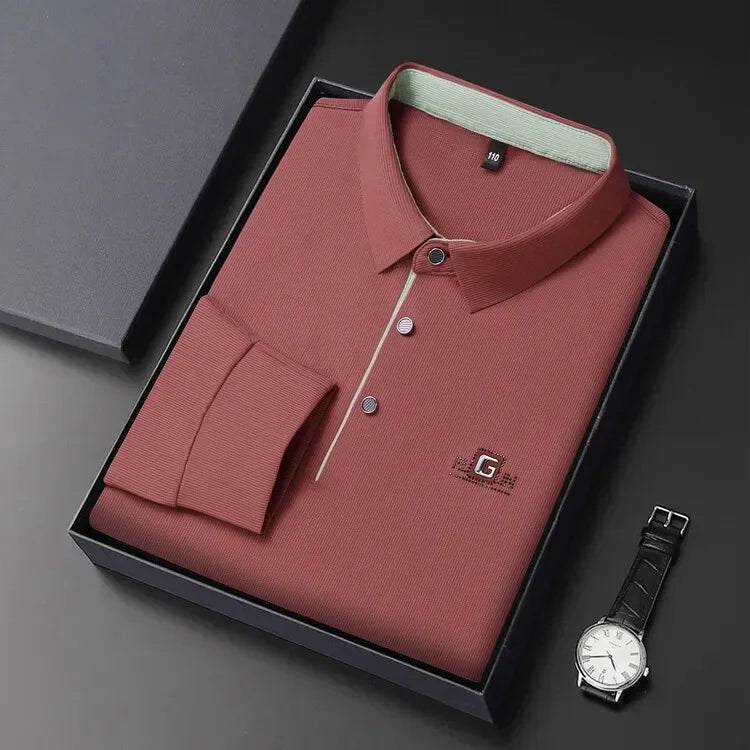 2025 Two Fake Collar Mens Daily Casual Tee Long Sleeve Sweatershirt Pullover Tops Lapel Polo Tee - PratSN