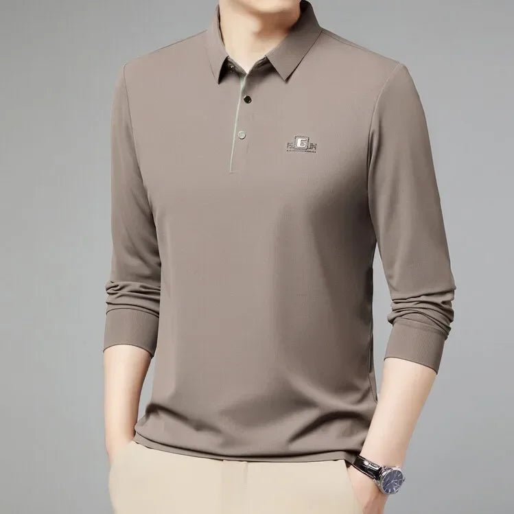 2025 Two Fake Collar Mens Daily Casual Tee Long Sleeve Sweatershirt Pullover Tops Lapel Polo Tee - PratSN