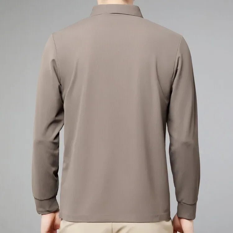 2025 Two Fake Collar Mens Daily Casual Tee Long Sleeve Sweatershirt Pullover Tops Lapel Polo Tee - PratSN