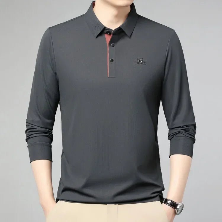 2025 Two Fake Collar Mens Daily Casual Tee Long Sleeve Sweatershirt Pullover Tops Lapel Polo Tee - PratSN