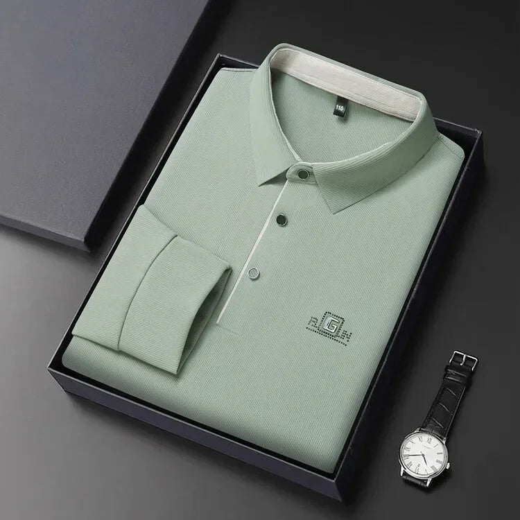 2025 Two Fake Collar Mens Daily Casual Tee Long Sleeve Sweatershirt Pullover Tops Lapel Polo Tee - PratSN