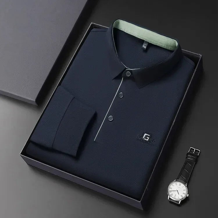 2025 Two Fake Collar Mens Daily Casual Tee Long Sleeve Sweatershirt Pullover Tops Lapel Polo Tee - PratSN