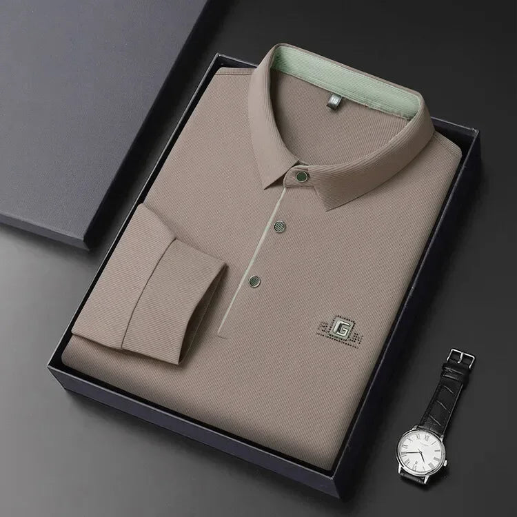 2025 Two Fake Collar Mens Daily Casual Tee Long Sleeve Sweatershirt Pullover Tops Lapel Polo Tee - PratSN
