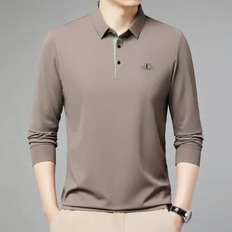 2025 Two Fake Collar Mens Daily Casual Tee Long Sleeve Sweatershirt Pullover Tops Lapel Polo Tee - PratSN