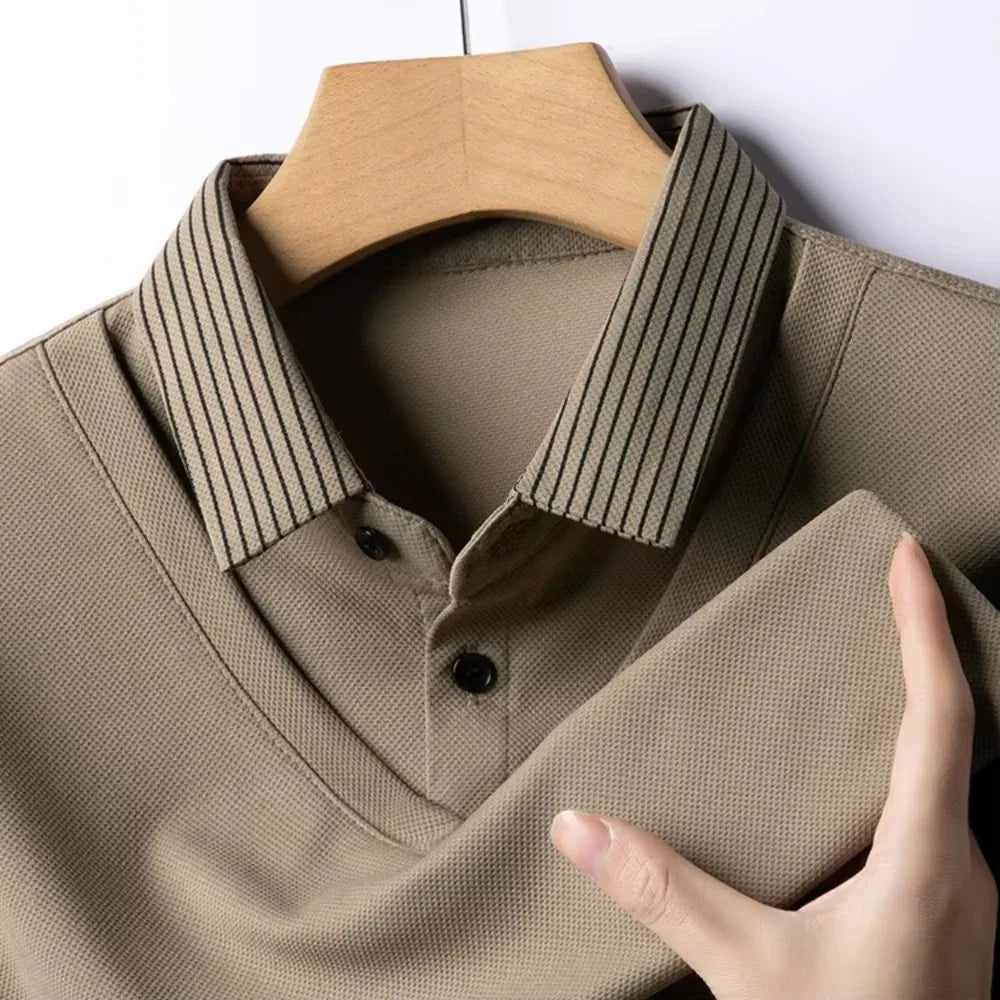 2025 Two Fake Collar Mens Daily Casual Tee Long Sleeve Sweatershirt Pullover Tops Lapel Polo Tee - PratSN