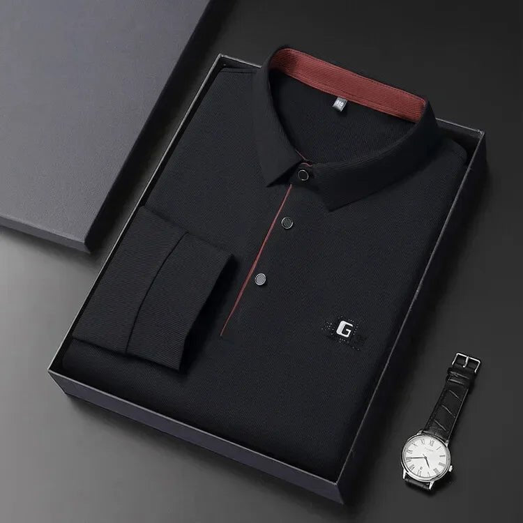 2025 Two Fake Collar Mens Daily Casual Tee Long Sleeve Sweatershirt Pullover Tops Lapel Polo Tee - PratSN