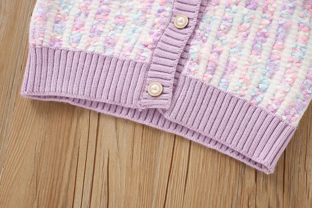 2025New Girls' Knitted Fashionable Set 0 - 6 Year Old Little Fragrant Baby Girls' Top and Bottom Warm Girls' Knitted Sweater - PratSN