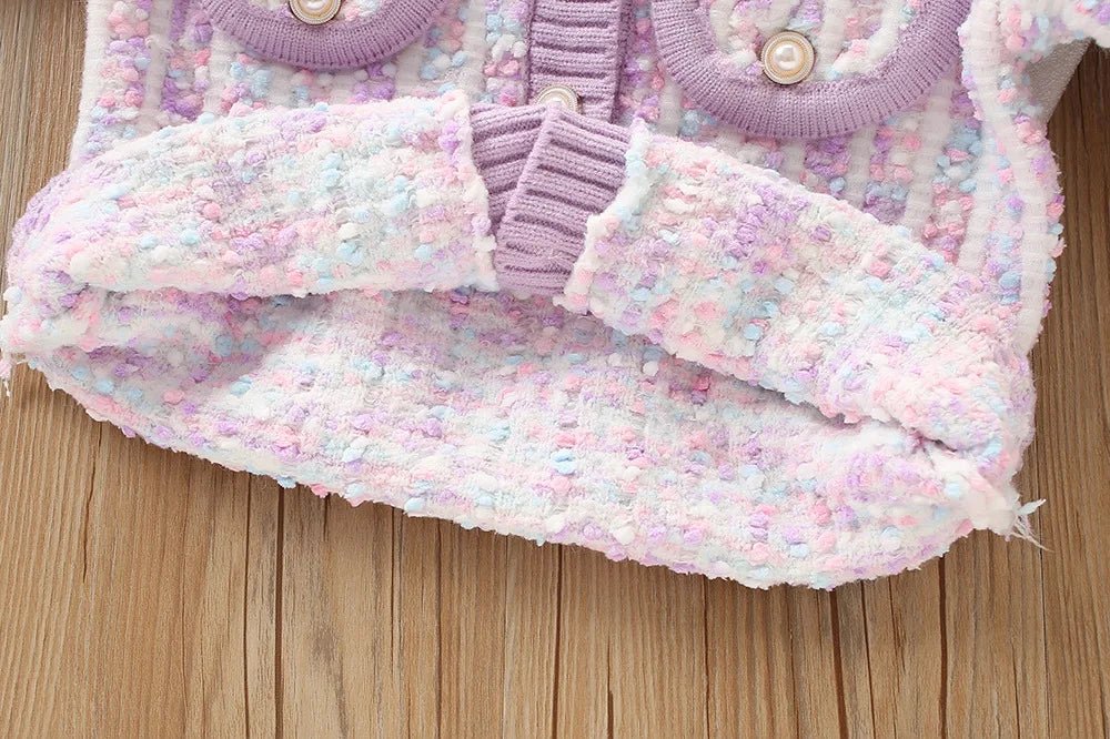 2025New Girls' Knitted Fashionable Set 0 - 6 Year Old Little Fragrant Baby Girls' Top and Bottom Warm Girls' Knitted Sweater - PratSN