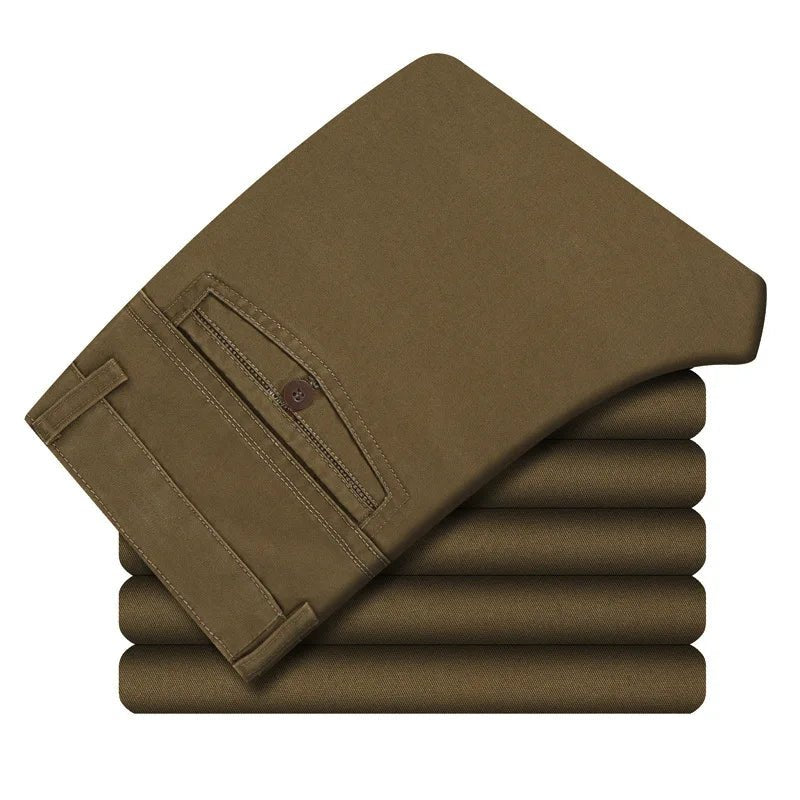 2026 New Men's Pure Cotton Business Casual Pants Classic Style Loose Stretch Straight Trousers Spring Autumn Male Clothes Pants - PratSN