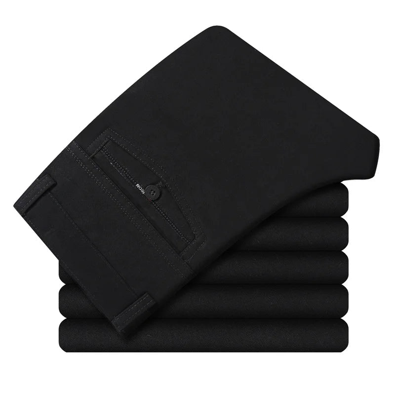 2026 New Men's Pure Cotton Business Casual Pants Classic Style Loose Stretch Straight Trousers Spring Autumn Male Clothes Pants - PratSN