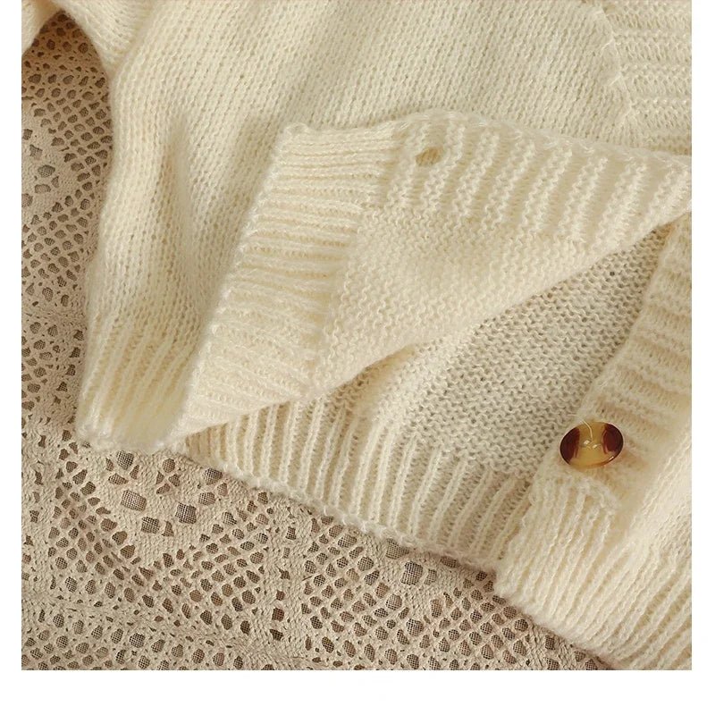 2026 New Spring Autumn Colourful Applique Flower Cardigan For Women Girl Cute Soft Knitwear Long V - neck Knit Crop Sweater - PratSN