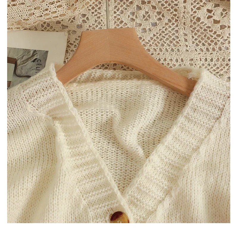 2026 New Spring Autumn Colourful Applique Flower Cardigan For Women Girl Cute Soft Knitwear Long V - neck Knit Crop Sweater - PratSN