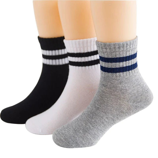 3 Pairs / lot Boys Socks Spring & Autumn Stripe High Quality Cotton Brand Student Kids Socks 3 - 15 Year Children Socks - PratSN