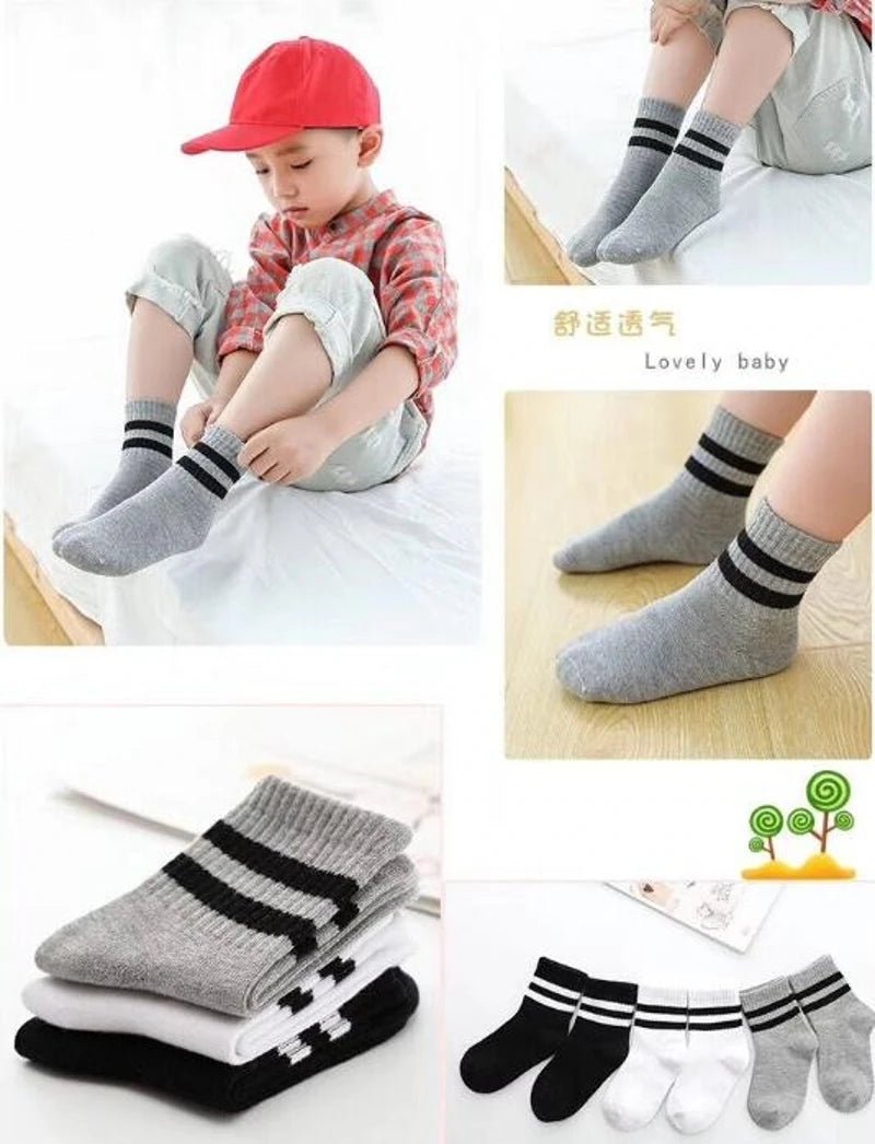 3 Pairs / lot Boys Socks Spring & Autumn Stripe High Quality Cotton Brand Student Kids Socks 3 - 15 Year Children Socks - PratSN