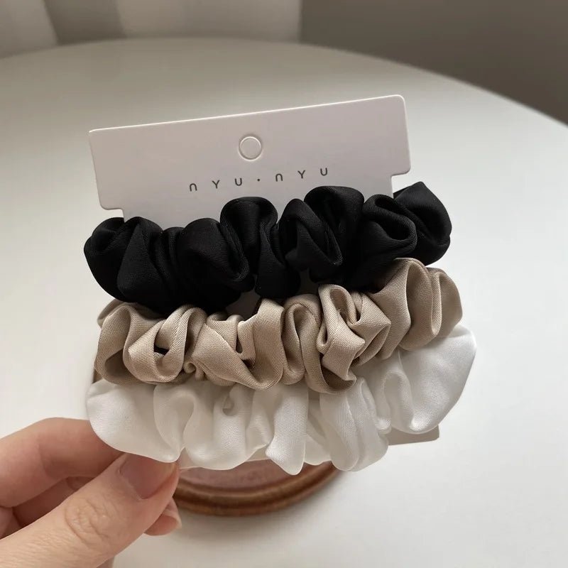 3/4/6Pcs/Set Satin Scrunchies Women Solid Color Hair Rope Elegant Ponytail Holder Rubber Band Elastic Hairband Hair Accessories - PratSN