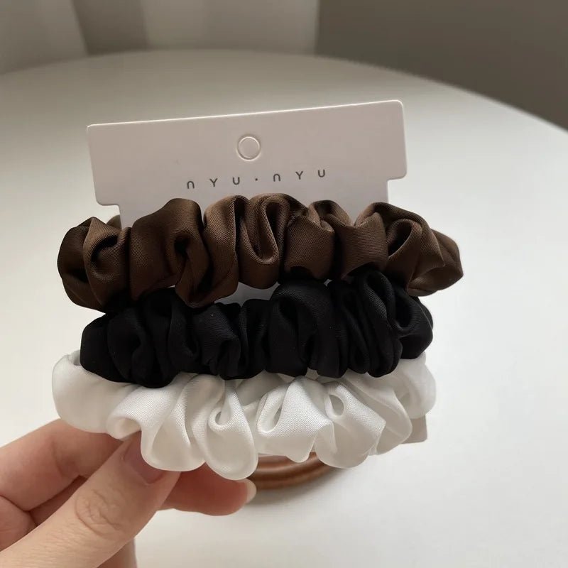3/4/6Pcs/Set Satin Scrunchies Women Solid Color Hair Rope Elegant Ponytail Holder Rubber Band Elastic Hairband Hair Accessories - PratSN
