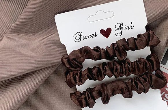 3/4/6Pcs/Set Satin Scrunchies Women Solid Color Hair Rope Elegant Ponytail Holder Rubber Band Elastic Hairband Hair Accessories - PratSN