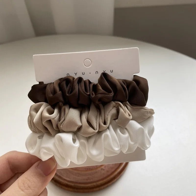 3/4/6Pcs/Set Satin Scrunchies Women Solid Color Hair Rope Elegant Ponytail Holder Rubber Band Elastic Hairband Hair Accessories - PratSN