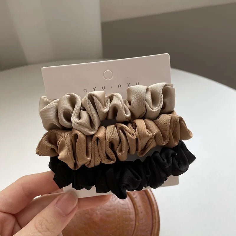 3/4/6Pcs/Set Satin Scrunchies Women Solid Color Hair Rope Elegant Ponytail Holder Rubber Band Elastic Hairband Hair Accessories - PratSN
