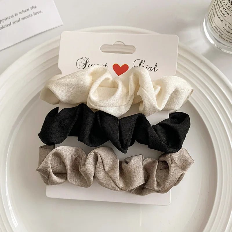 3/5Pcs Women's 6cm/2.36in Silky Satin Hair Scrunchies, Fashion Versatile High - End Elegant Retro French Minimalist Hair Ties - PratSN