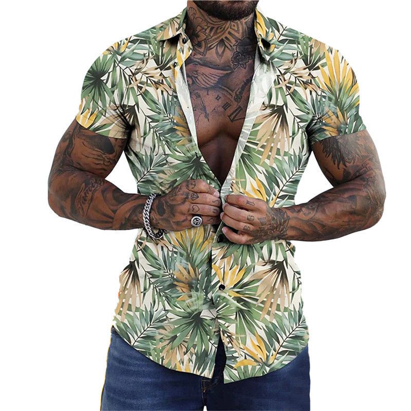 3D Personalized Printing T-shirt Summer Loose Short Sleeve Lapel Shirt Casual Streetwear Clothing For Men - PratSN