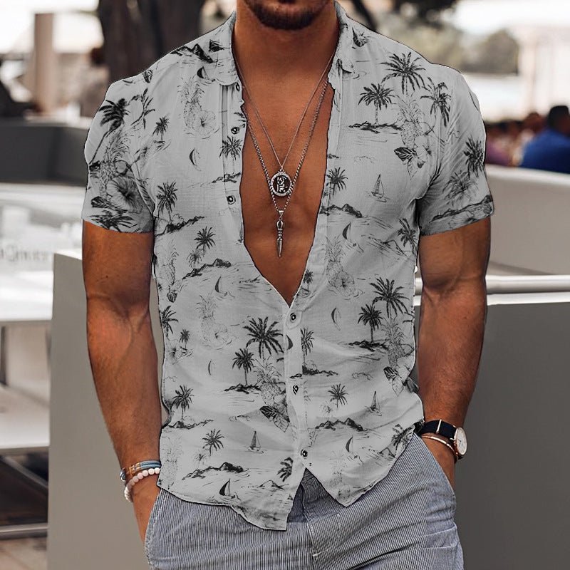 3D Personalized Printing T-shirt Summer Loose Short Sleeve Lapel Shirt Casual Streetwear Clothing For Men - PratSN