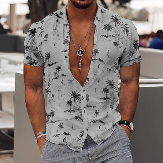 3D Personalized Printing T-shirt Summer Loose Short Sleeve Lapel Shirt Casual Streetwear Clothing For Men - PratSN