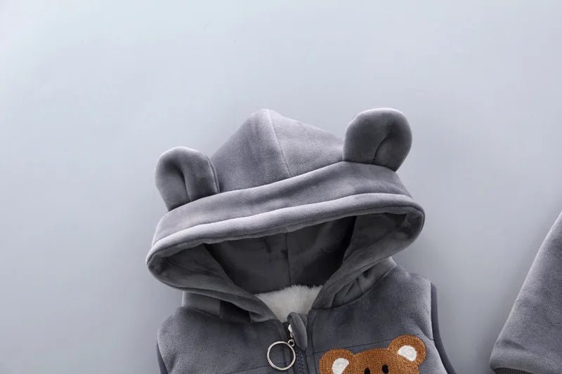 3PCS Winter Autumn Toddler Baby Boys Girls Clothes Baby Sweaters Coat +Pants +Hooded Vest Outfit Set Infant Warm Clothing Suits - PratSN
