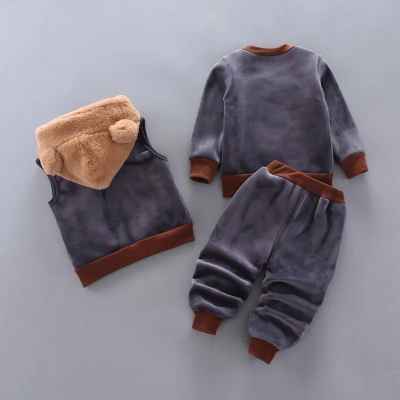 3PCS Winter Autumn Toddler Baby Boys Girls Clothes Baby Sweaters Coat +Pants +Hooded Vest Outfit Set Infant Warm Clothing Suits - PratSN