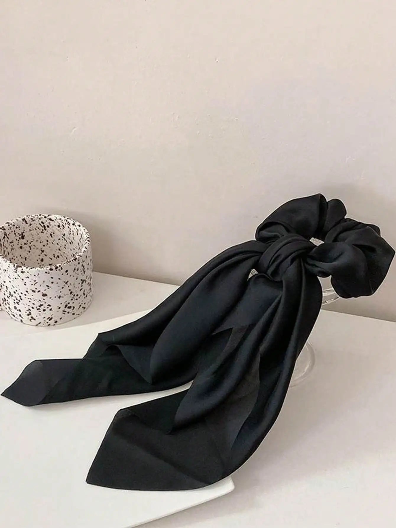 3pcs Women's Black, Khaki, Coffee Satin Ribbon Hair Scrunchies, Fashion Versatile Elegant Minimalist Plain Color Hair Accessorie - PratSN