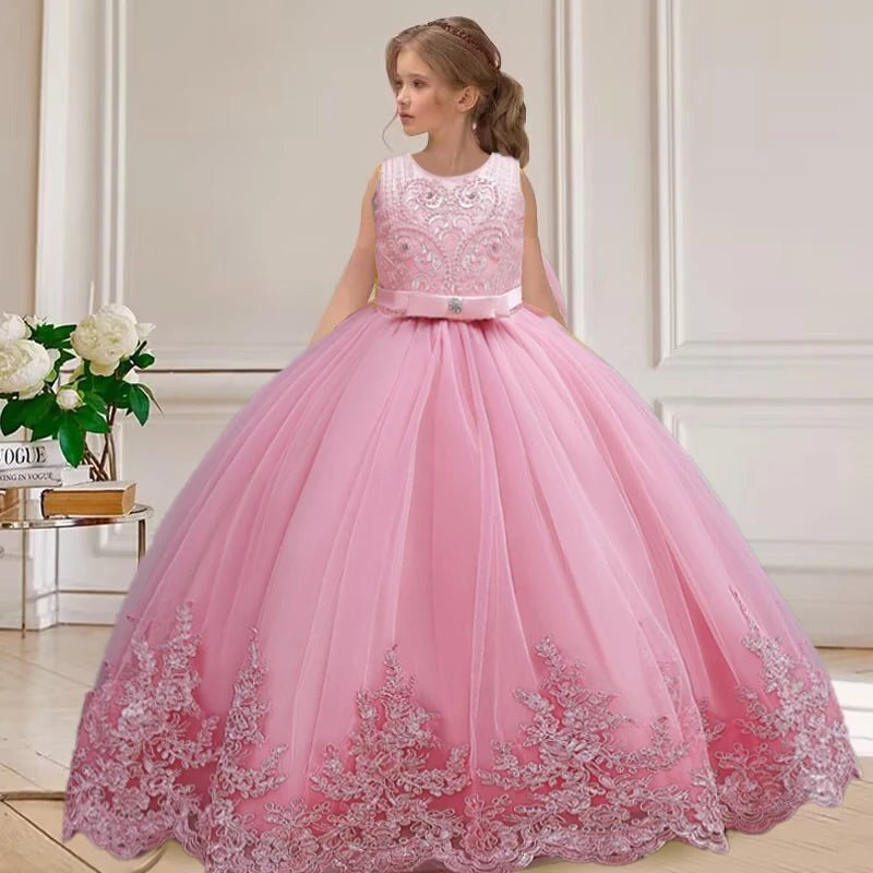 4 - 12 years old gorgeous girl dress sheer elegant girl birthday party princess dress long carnival evening dress summer clothing - PratSN