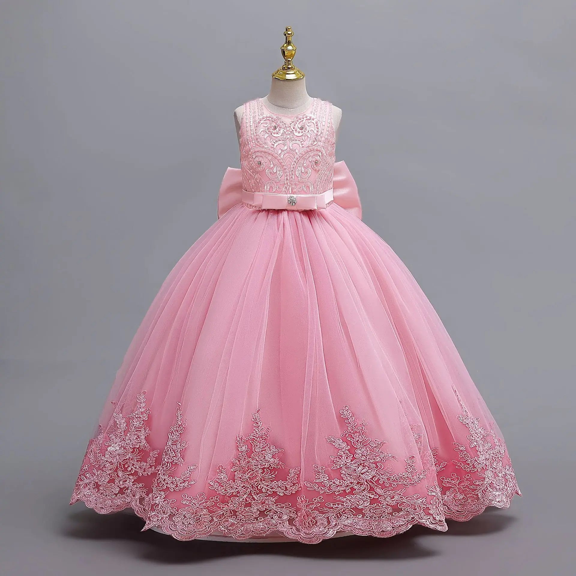 4 - 12 years old gorgeous girl dress sheer elegant girl birthday party princess dress long carnival evening dress summer clothing - PratSN
