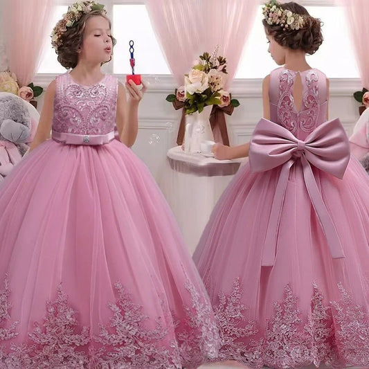 4 - 12 years old gorgeous girl dress sheer elegant girl birthday party princess dress long carnival evening dress summer clothing - PratSN